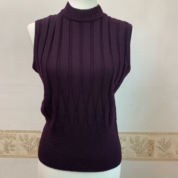 St. John Tops - St. John Burgundy Sleeveless Knit Top